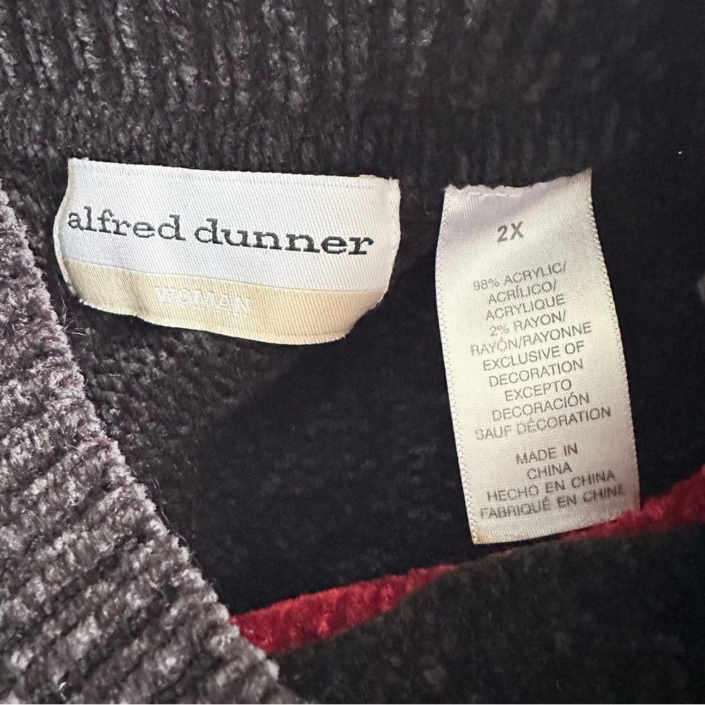 Vintage Alfred Dunner Sweater Womens 2X Red Black Colorblock Floral Retro READ - Picture 8 of 11